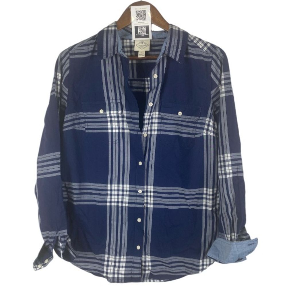 ST JOHNS BAY navy white button up // M